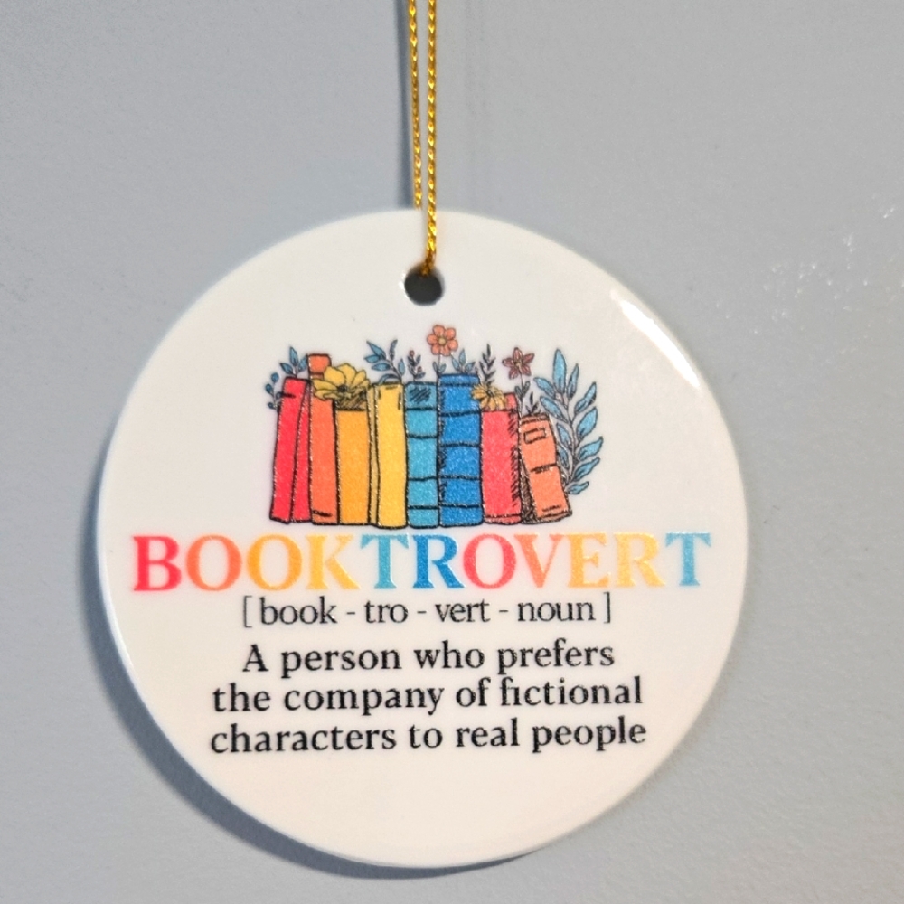 Booktrovert Ceramic Ornament